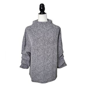 Orly Women's Sweater Size L Pull Over 3/4 Cinched Sleeves Gray Mock Neck